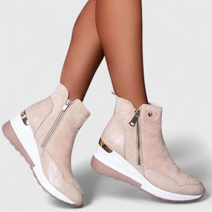 Dames Orthopedische Sleehak Enkellaarsjes Ritsluiting - Beige