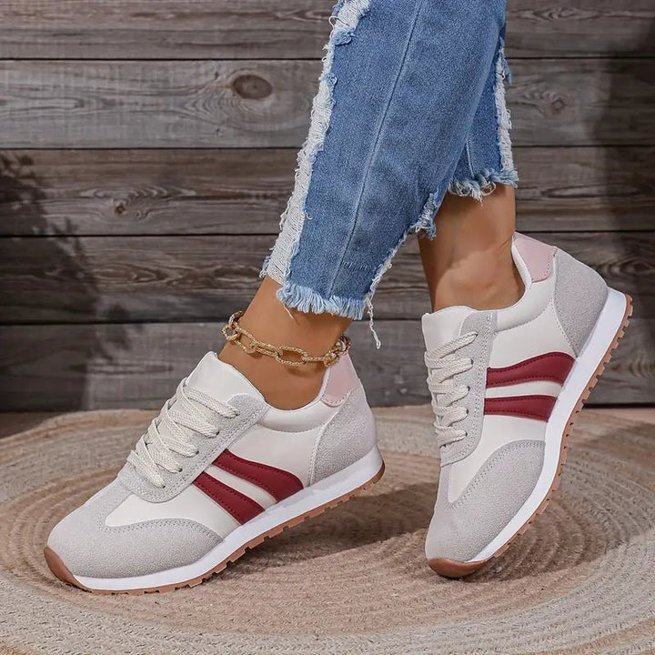 Dames Orthopedische Vetersluiting Lichtgewicht Sneakers - Red