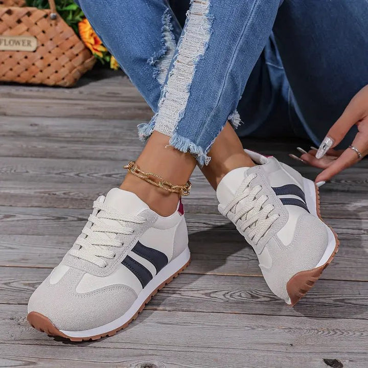 Dames Orthopedische Vetersluiting Lichtgewicht Sneakers - Navy