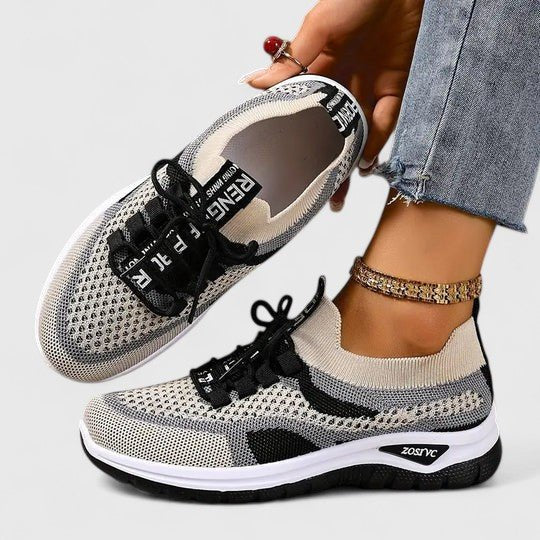 Dames Orthopedische Vetersluiting Mesh Wandelsneakers