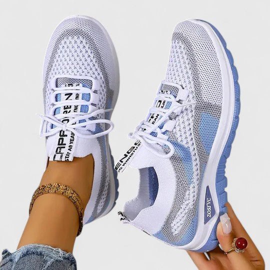 Dames Orthopedische Vetersluiting Mesh Wandelsneakers - Blue