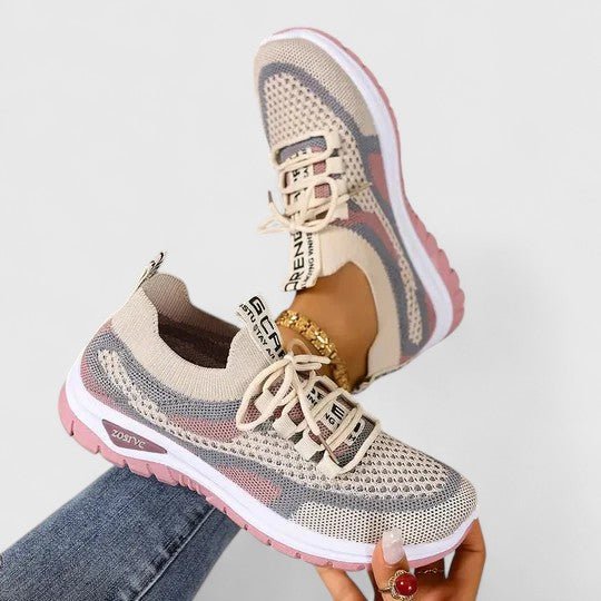 Dames Orthopedische Vetersluiting Mesh Wandelsneakers