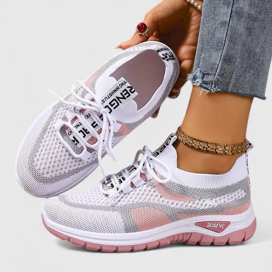 Dames Orthopedische Vetersluiting Mesh Wandelsneakers