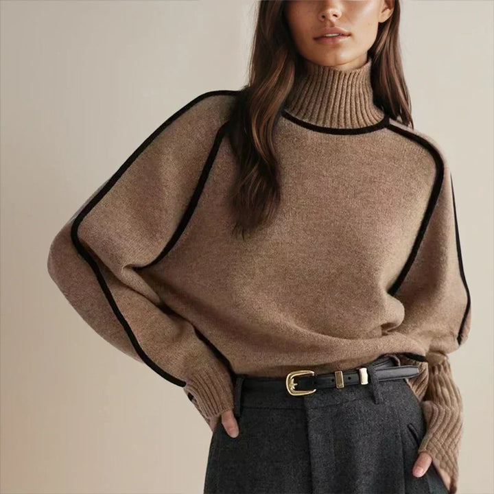 Dames Oversized Coltrui Tweekleurige Gebreide Raglan Sweater