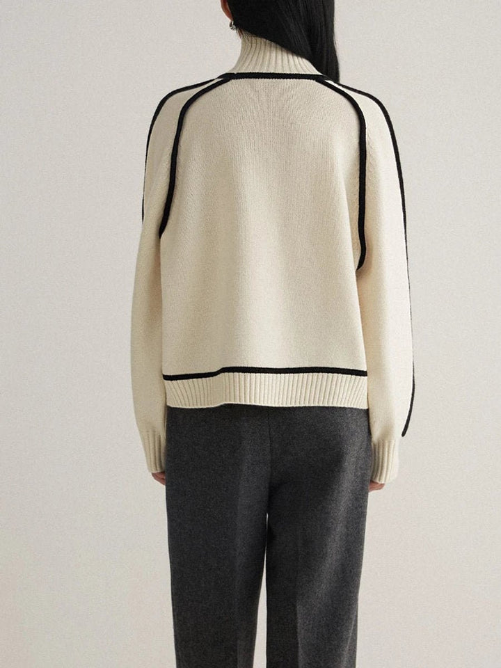 Dames Oversized Coltrui Tweekleurige Gebreide Raglan Sweater
