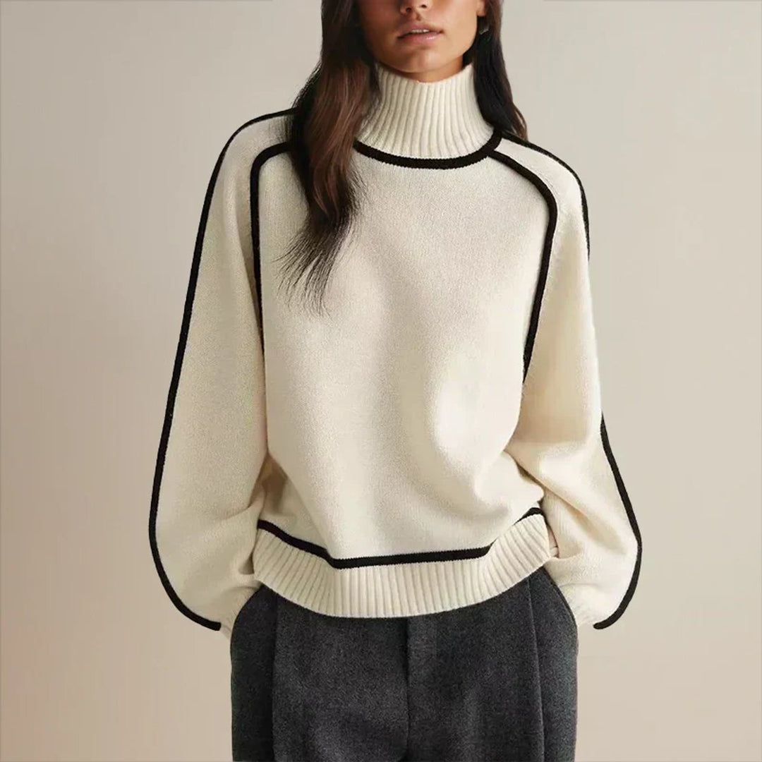 Dames Oversized Coltrui Tweekleurige Gebreide Raglan Sweater