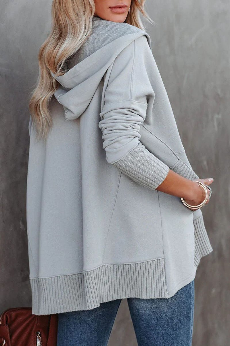 Dames Oversized Hoodie Tuniek Lange Mouwen Knoopsluiting