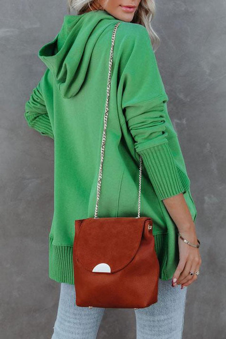 Dames Oversized Hoodie Tuniek Lange Mouwen Knoopsluiting