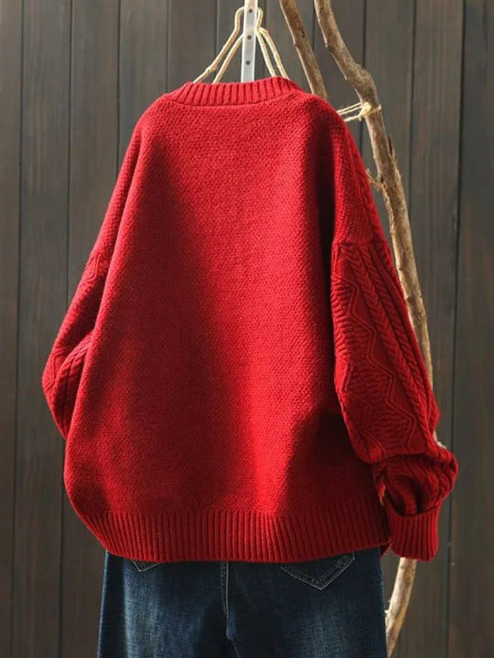 Dames Oversized Kabelgebreide Cardigan Knoop