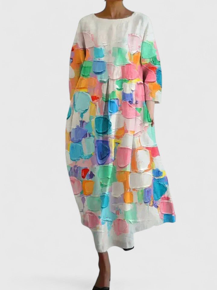 Dames Oversized Midi-jurk met Zeeschildpaddenprint - Flower 2