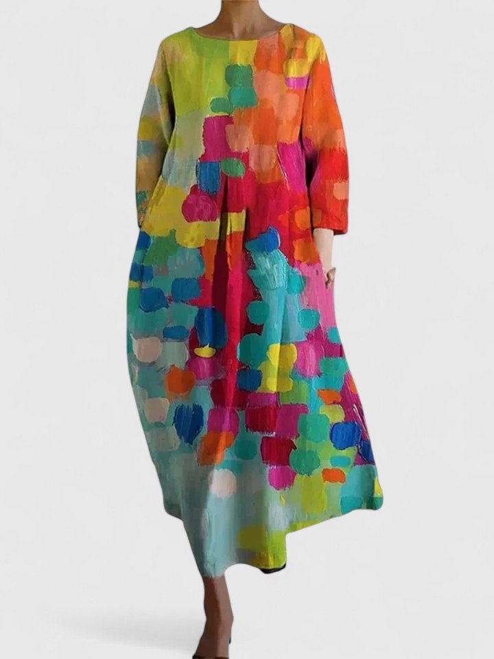 Dames Oversized Midi-jurk met Zeeschildpaddenprint - Flower 3