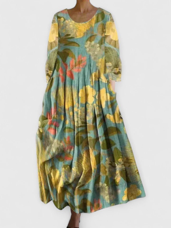 Dames Oversized Midi-jurk met Zeeschildpaddenprint - Flower 4