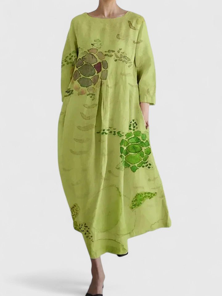 Dames Oversized Midi-jurk met Zeeschildpaddenprint - Flower 5