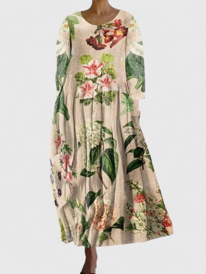 Dames Oversized Midi-jurk met Zeeschildpaddenprint - Flower 6