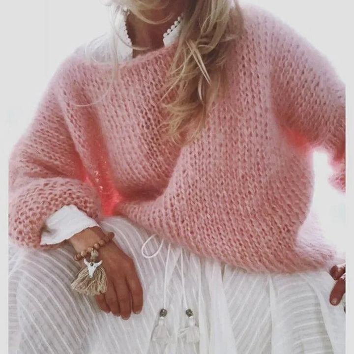 Dames Oversized Pluizige Gebreide Trui