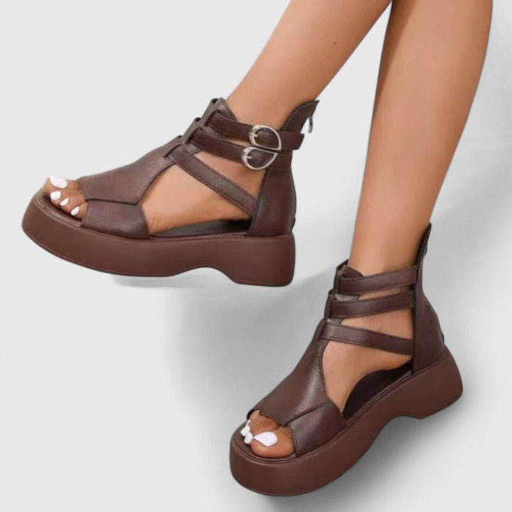 Dames Plateau Sandalen Gekruiste Riemen Gespsluiting