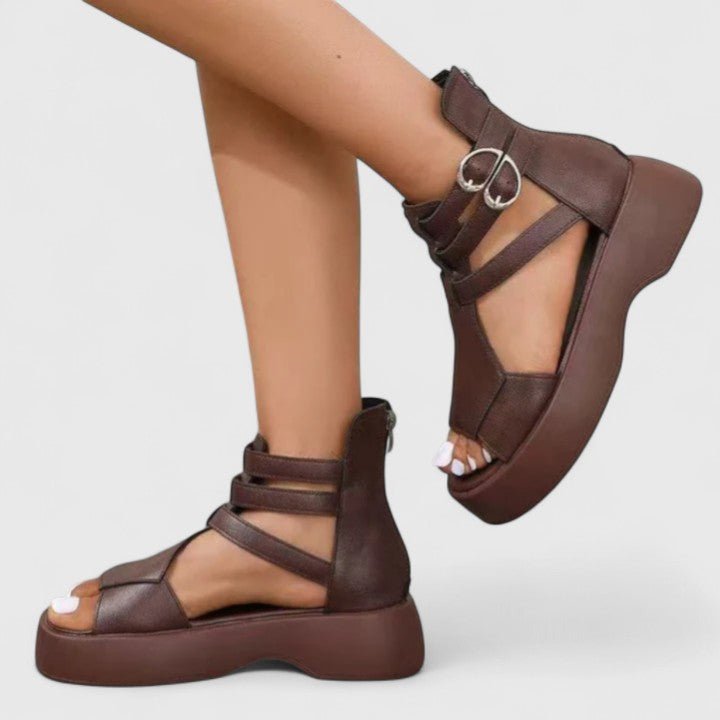 Dames Plateau Sandalen Gekruiste Riemen Gespsluiting