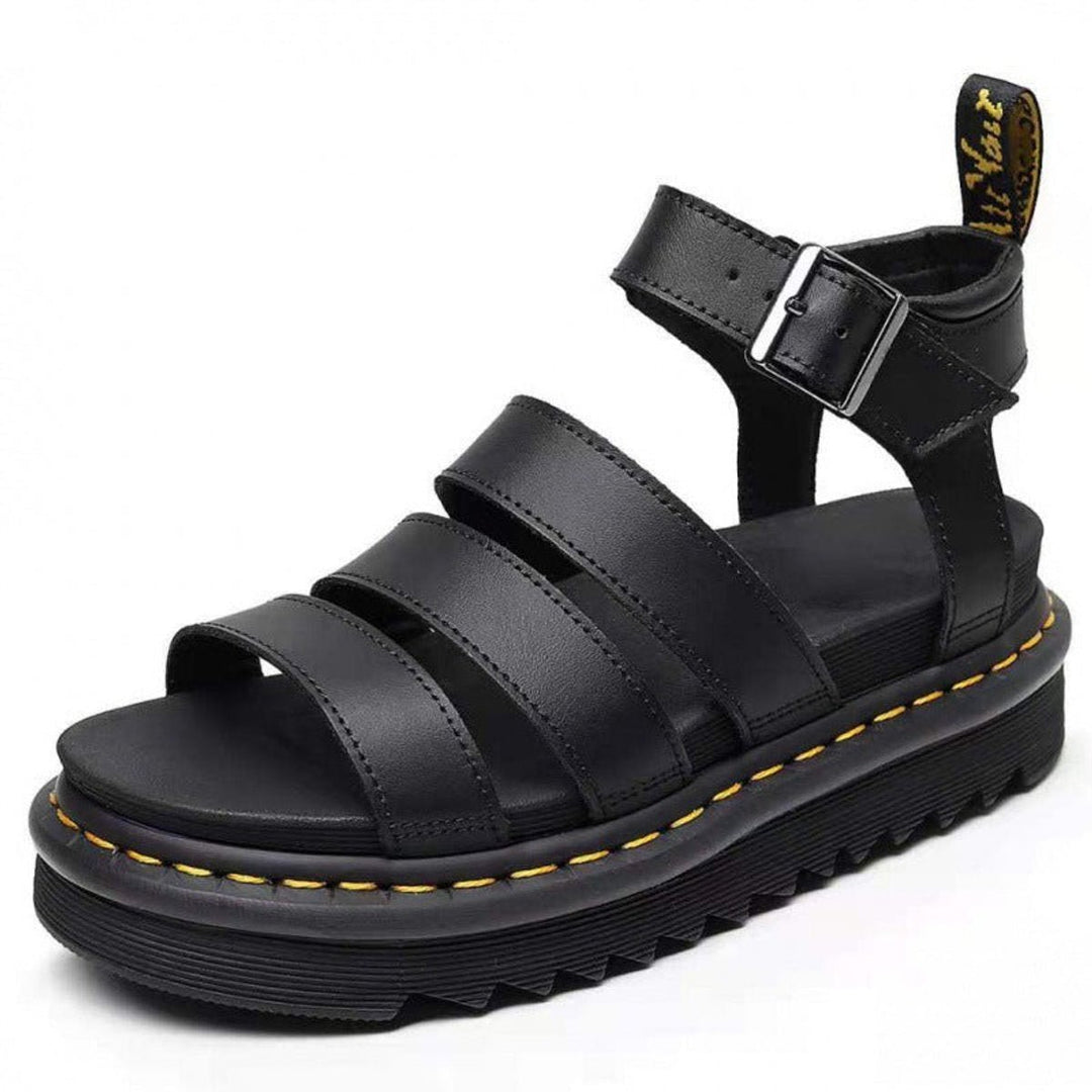 Dames Platformzool Riempjes Gespsluiting Comfortabele Sandalen - Black