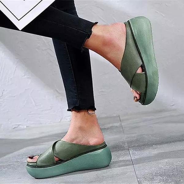 Dames Platte Gekruiste Bandjes Comfort Sandalen
