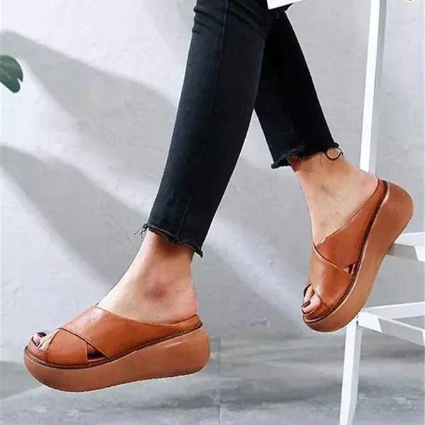 Dames Platte Gekruiste Bandjes Comfort Sandalen