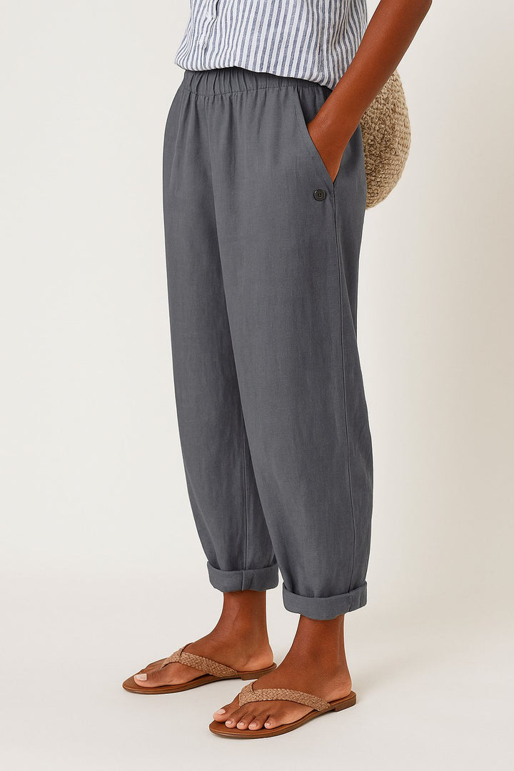 Dames Rechte-Pijp Lichte Broek met Zijzakken - Gray