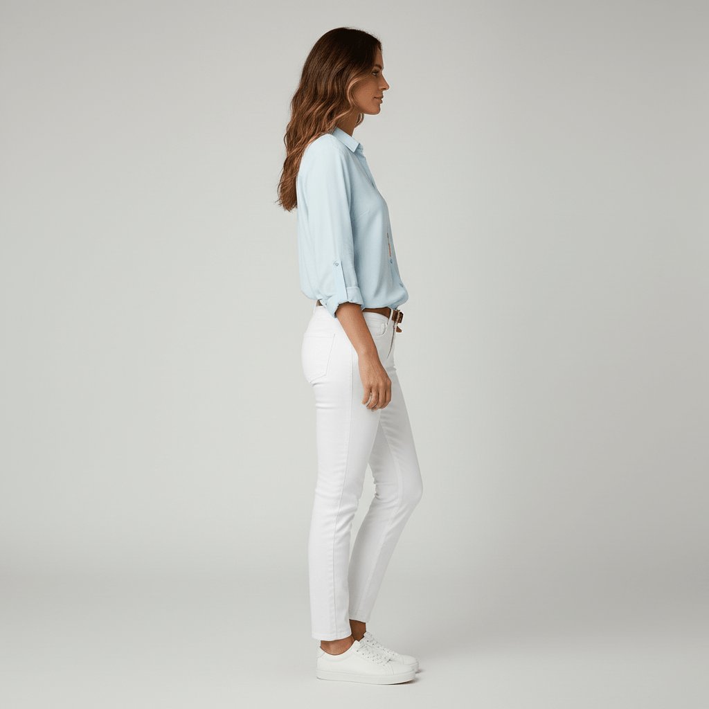 Dames Relaxed-Fit Lange Mouw Blouse Overhemdkraag Knoopsluiting