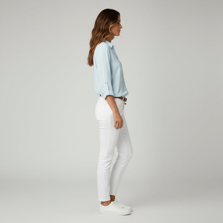 Dames Relaxed-Fit Lange Mouw Blouse Overhemdkraag Knoopsluiting