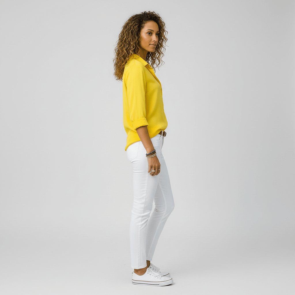 Dames Relaxed-Fit Lange Mouw Blouse Overhemdkraag Knoopsluiting