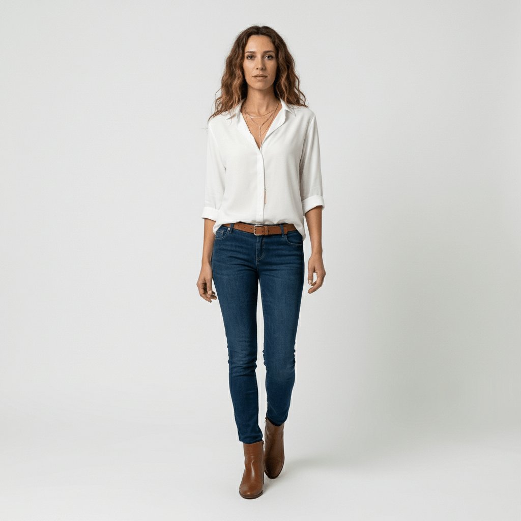Dames Relaxed-Fit Lange Mouw Blouse Overhemdkraag Knoopsluiting
