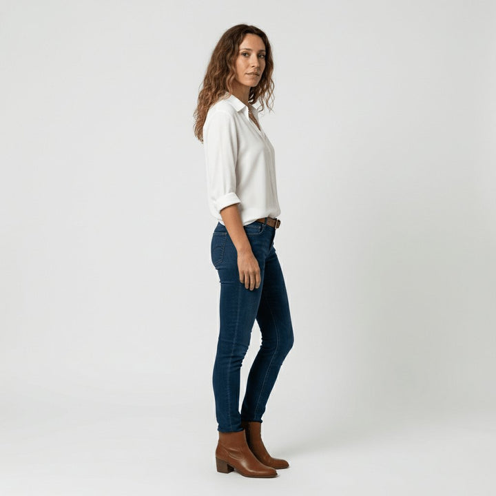 Dames Relaxed-Fit Lange Mouw Blouse Overhemdkraag Knoopsluiting