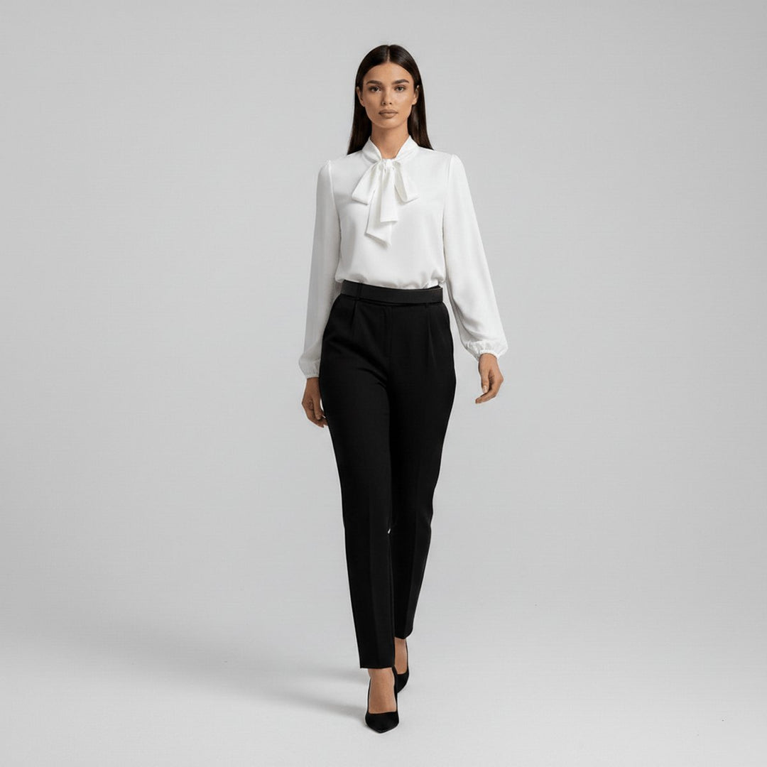 Dames Relaxed-Fit Strikjes Blouse met Lange Mouwen