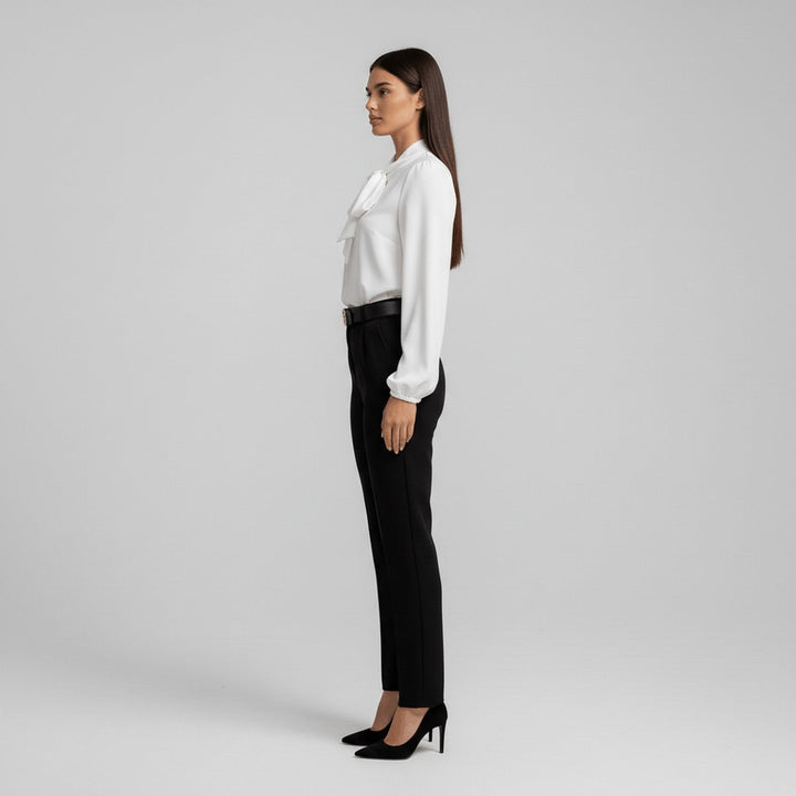Dames Relaxed-Fit Strikjes Blouse met Lange Mouwen