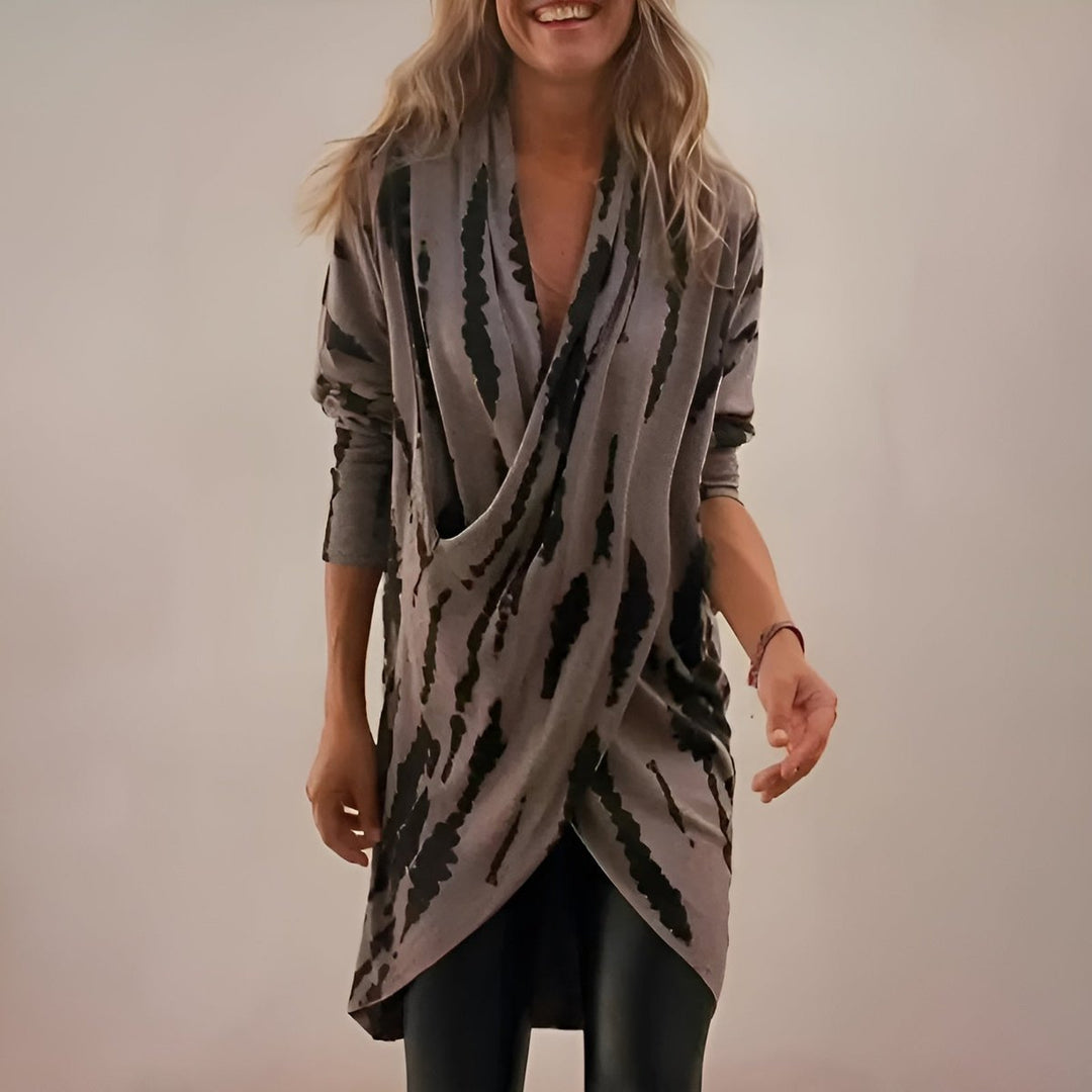 Dames Relaxed-Fit V-hals Tunica met Abstract Print