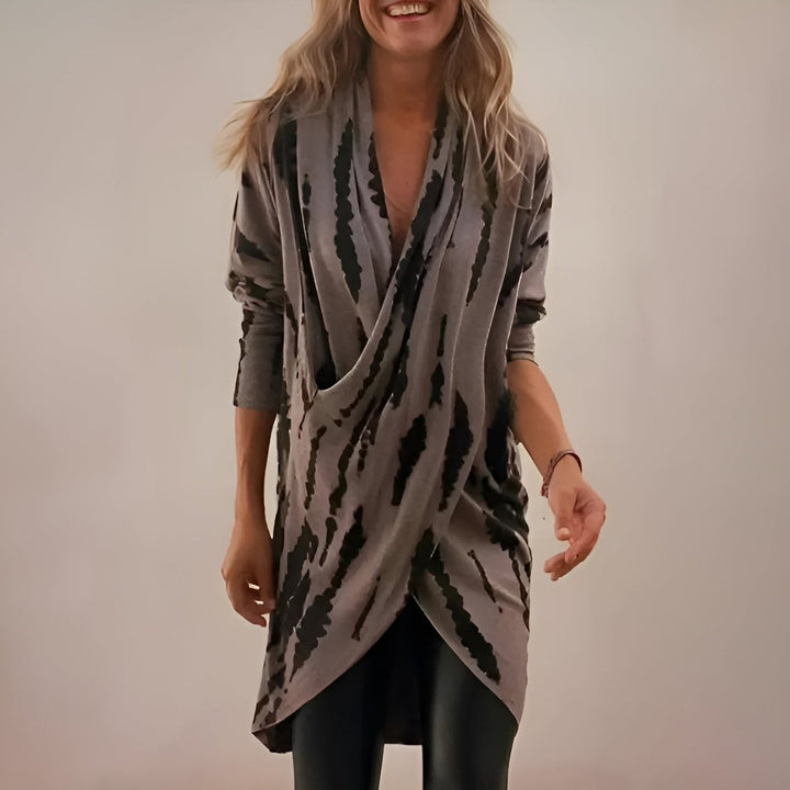 Dames Relaxed-Fit V-hals Tunica met Abstract Print