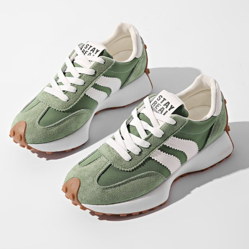 Dames Retro Platform Chunky Veterschoenen - Green