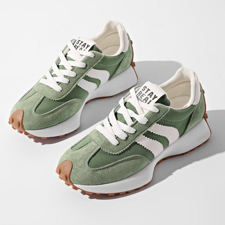 Dames Retro Platform Chunky Veterschoenen - Green