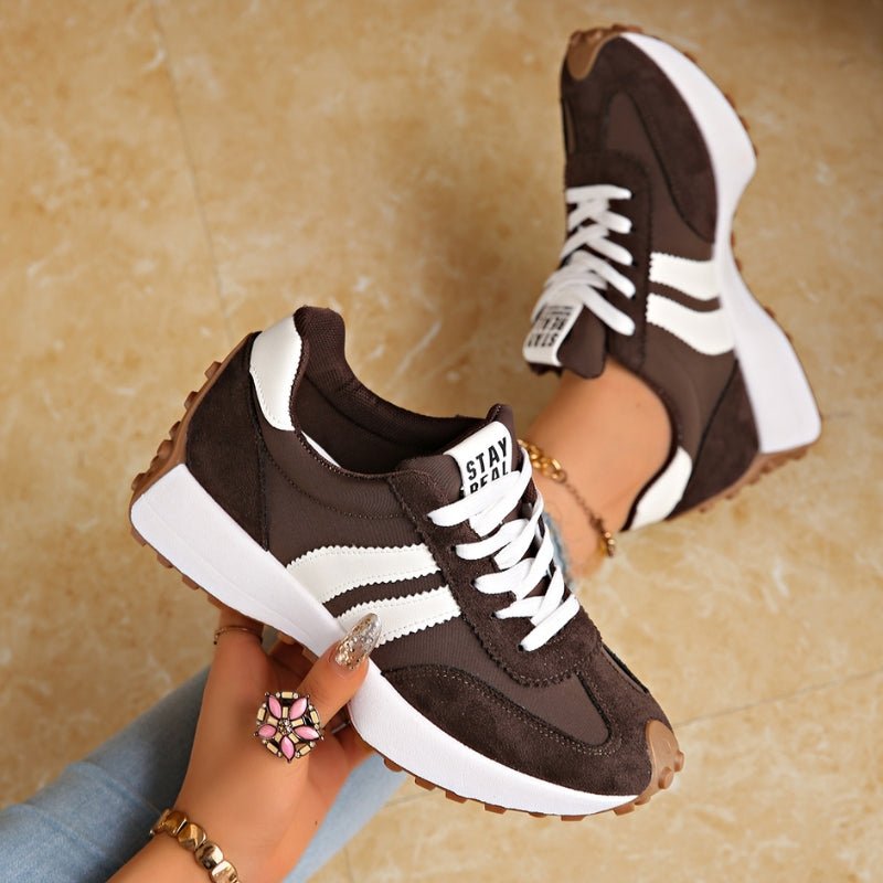 Dames Retro Platform Chunky Veterschoenen - Brown