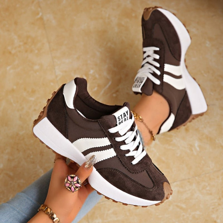 Dames Retro Platform Chunky Veterschoenen - Brown