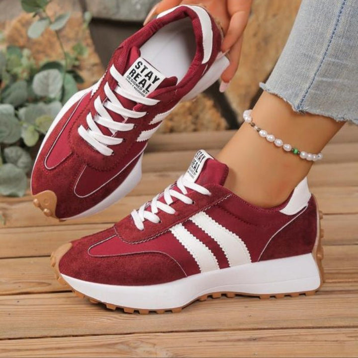 Dames Retro Platform Chunky Veterschoenen - Red