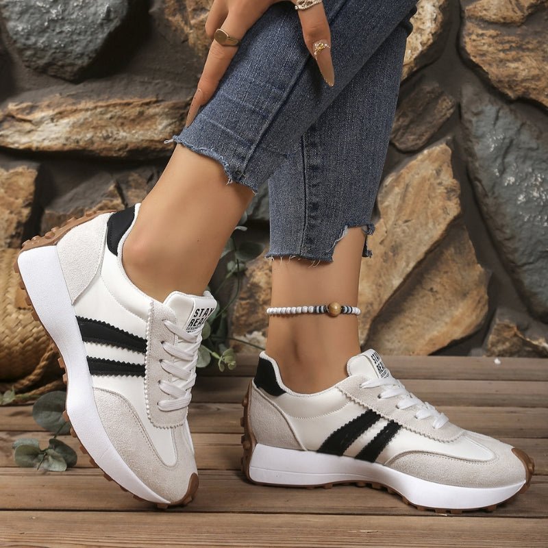 Dames Retro Platform Chunky Veterschoenen - White