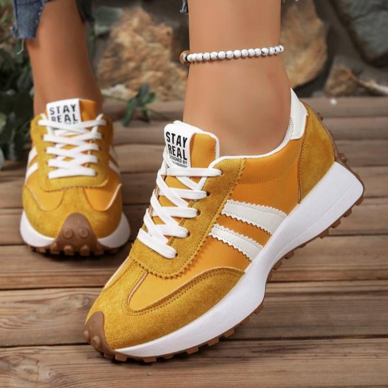 Dames Retro Platform Chunky Veterschoenen - Yellow