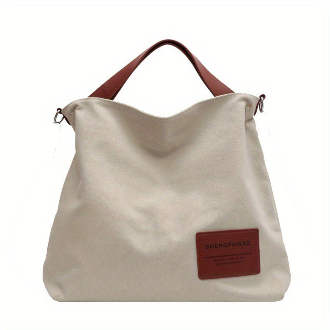 Dames Ruime Canvas Tote Bag Verstelbare Schoudertas - Cremeweiß