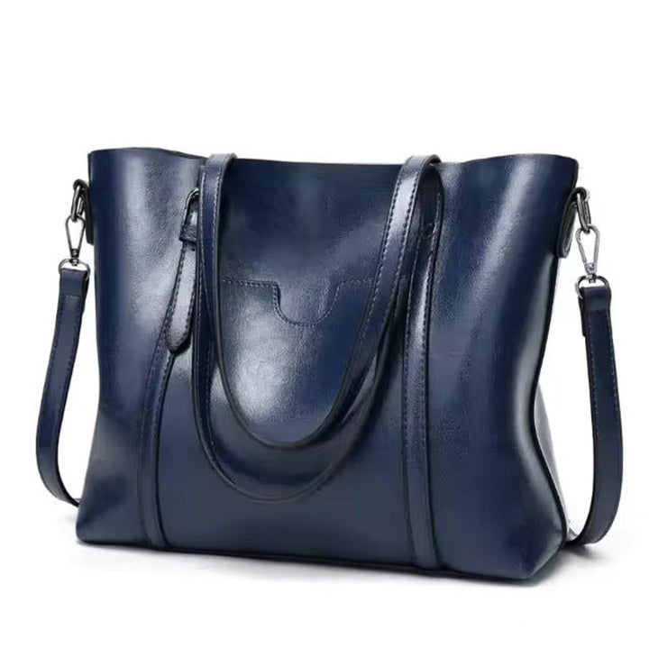 Dames Ruime Kunstleren Schouder Tote Bag - Blau