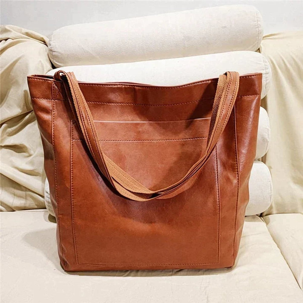Dames Ruime Leren Tote Bag Klassiek Schoudertas