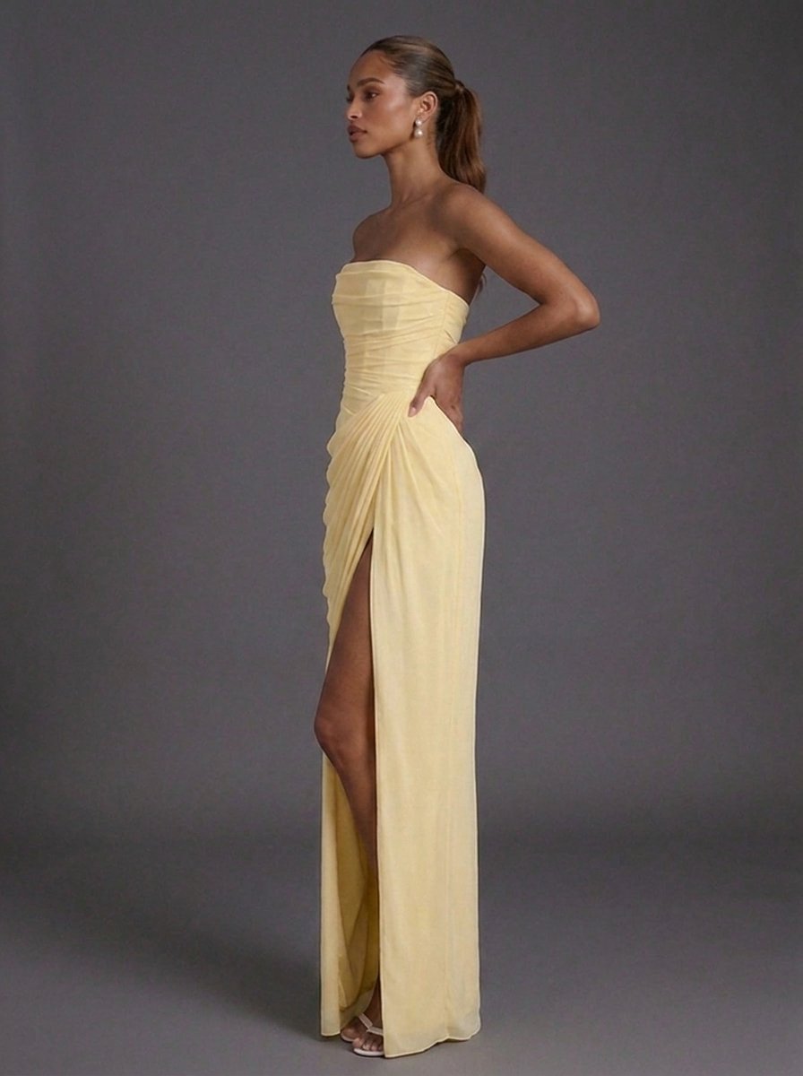 Dames Strapless Corset Maxi Jurk met Split