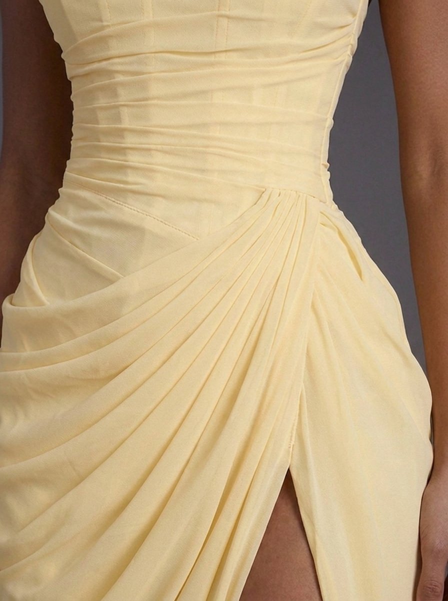Dames Strapless Corset Maxi Jurk met Split
