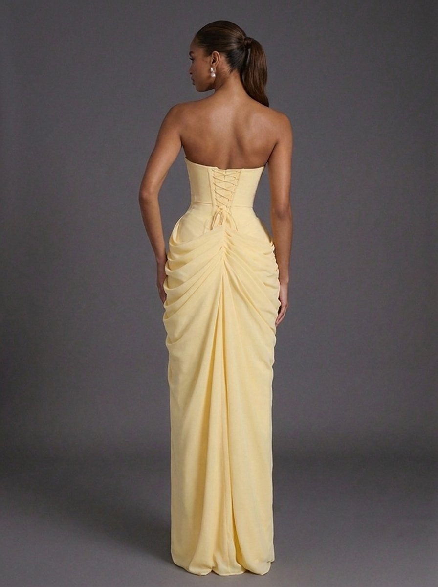 Dames Strapless Corset Maxi Jurk met Split
