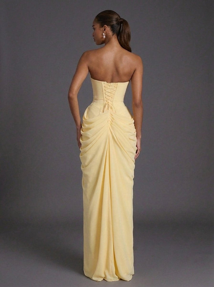 Dames Strapless Corset Maxi Jurk met Split