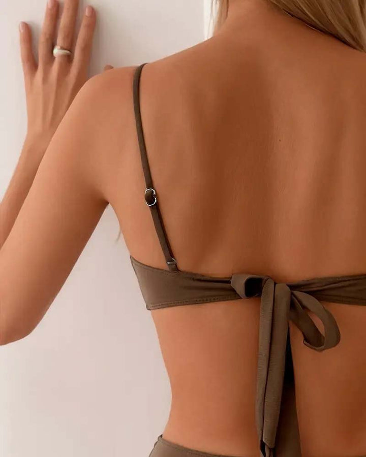 Dames Tweedelige Bikiniset Bandeau Metallic Detail