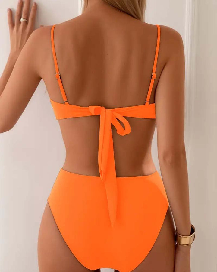 Dames Tweedelige Bikiniset Bandeau Metallic Detail
